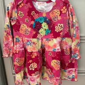 Zaza couture Kids Floral Dress - Pink and Multicolor 24 months